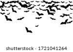 Shocking black bats group isolated on white vector Halloween background. Flittermouse night creatures illustration. Silhouettes of flying bats traditional Halloween symbols on white.
