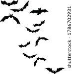 Shocking black bats group isolated Halloween 