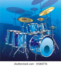 Shocking blue drum kit