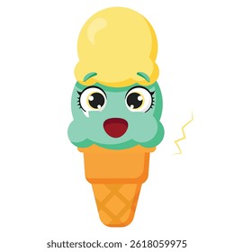 Shocking face from an ice cream cone