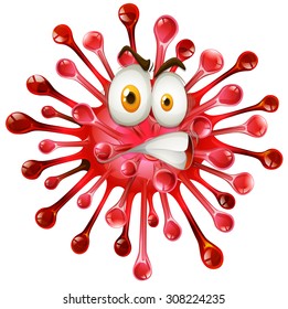 Shocking face on red ball illustration