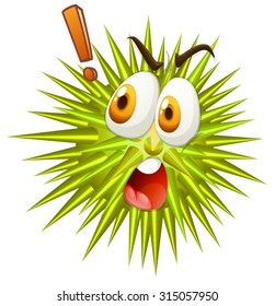 Shocking face on thorny ball illustration