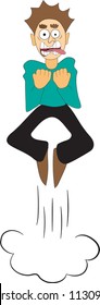 A shocking surprised man is jumping. ( vector )