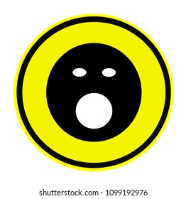 Shocking symbol Black on a circular yellow background. Is a modern symbol. Stylish and with a white background. As vector image.