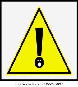 Shocking symbol The black triangle is on a yellow background. Is a modern symbol. Stylish and with a white background. As vector image