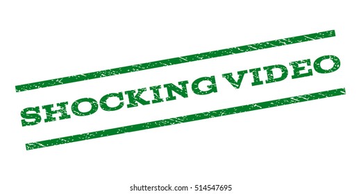 Shocking Video watermark stamp. Text tag between parallel lines with grunge design style. Rubber seal stamp with dirty texture. Vector green color ink imprint on a white background.