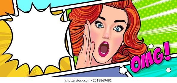 shocking woman surprised on comics page 