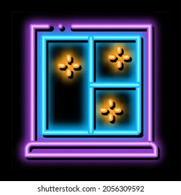 shockproof glass in window neon light sign vector. Glowing bright icon shockproof glass in window sign. transparent symbol illustration