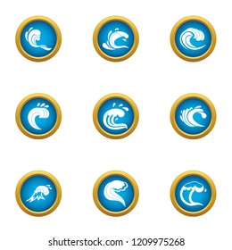 Shockwave icons set. Flat set of 9 shockwave vector icons for web isolated on white background
