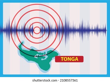 Shockwave near Tonga caused by natural calamity like volcanic eruption or earthquake. Editable Clip Art.