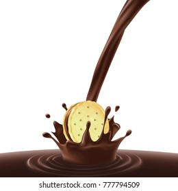 Shocolate snack cookies dessert on White background Vector illustraror.