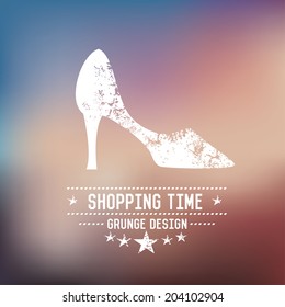 Shoe badge grunge symbol on blur background,vector