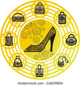 Shoe and bags pattern vector illustration
