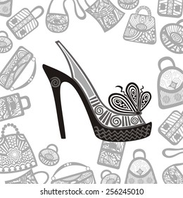 Shoe and bags vector illustration