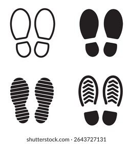Shoe and bare foot print icon vector set. isolated on white background.