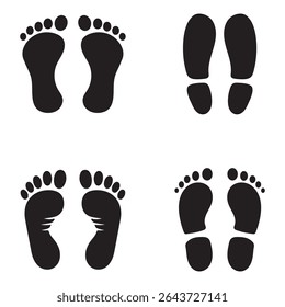 Shoe and bare foot print icon vector set. isolated on white background.