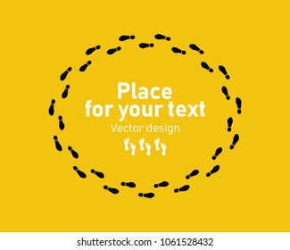 Shoe and bare foot print. Shoes imprints set. Foot trail.Place for your text. Vector illustration.