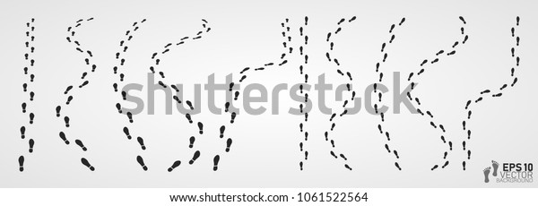 Shoe\
and bare foot print. Shoes imprints set. Foot trail.Footprint and\
human step, footwear and track, vector\
illustration