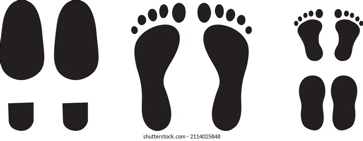 Shoe and bare foot print steps set.eps