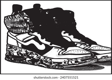 shoe black and white texture vector illustration image overlay monochrome grunge background texture
