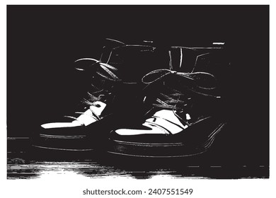 shoe black and white texture vector illustration image overlay monochrome grunge background texture