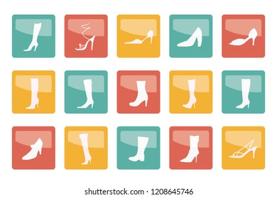 Shoe and boot icons over colored background- vector icon set