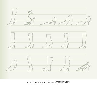 shoe and boot icons - vector icon set