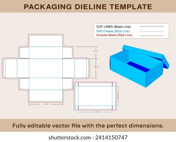 Caja de zapatos, plantilla de línea, archivo vectorial editable,