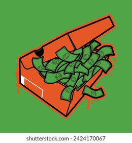 Ilustración del vector de dinero de la caja de zapatos