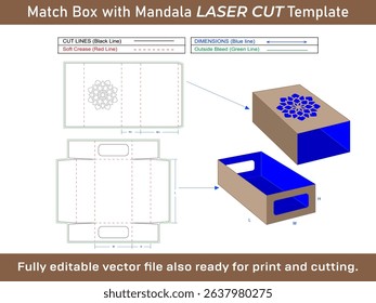 Shoe Box with Mandala Pattern Dieline Template in Match Box style