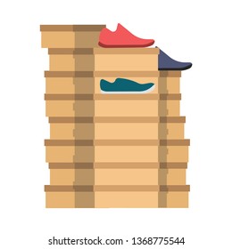 Shoe box vector icon design packaging retail carton paper product. Container case selling flat boot collection accessory store
