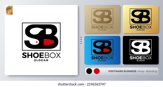 Shoe box vector illustration Logo design in form s and b. Blank name for insert your Branding. Designed with examples for all kinds of applications. You can used for company, indentity, shoe store.