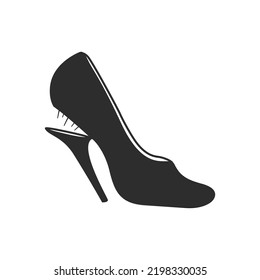 Shoe With A Broken Stiletto Heel. Vector Icon