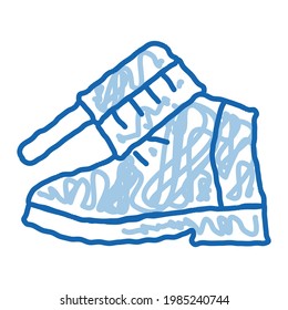 Shoe Brushing sketch icon vector. Hand drawn blue doodle line art Shoe Brushing sign. isolated symbol illustration