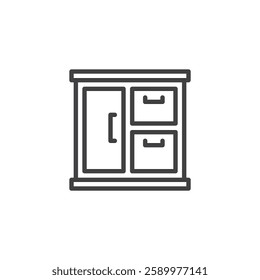 Shoe Cabinet line icon. linear style sign for mobile concept and web design. A closed cabinet outline vector icon. Furniture symbol, logo illustration. Vector graphics