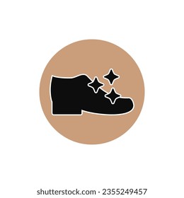 Shoe care and clean. Boot and sparkling stars with glitter. 
