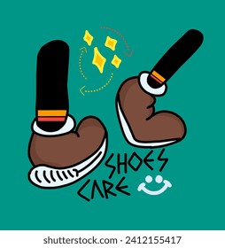 Shoe care ilustration retro toon style