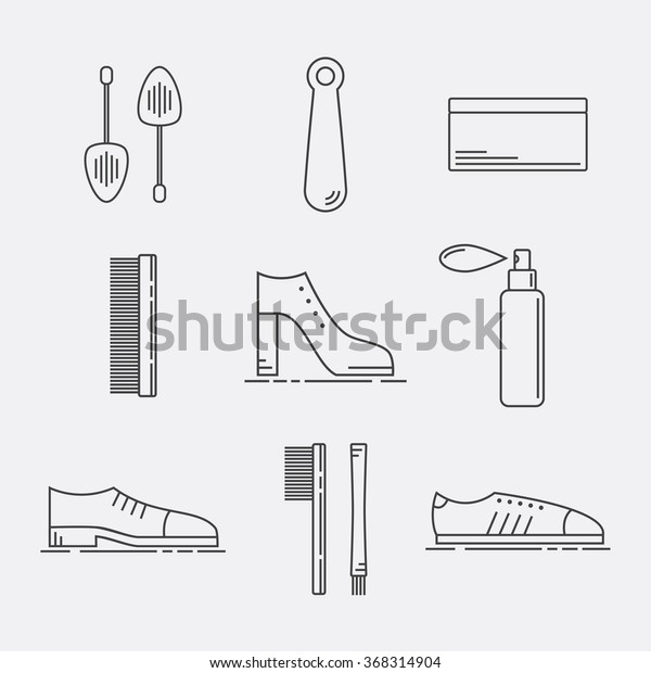 Shoe Care\
Products. Shoe Accessories Icons\
Set.