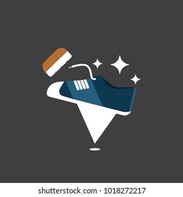 Shoe clean laundry spot or pin location logo with casual shoe icon