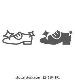 Shoe cleaning line and glyph icon, clean and shoes, shining footwear sign, vector graphics, a linear pattern on a white background, eps 10.