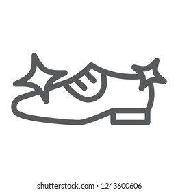 Shoe cleaning line icon, clean and shoes, shining footwear sign, vector graphics, a linear pattern on a white background, eps 10.