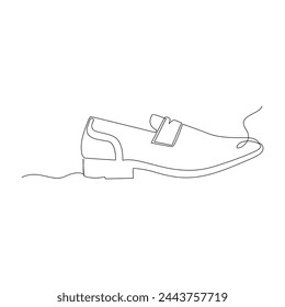 Shoe continues one line art drawing minimalist design vector and illustration