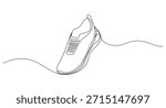Shoe continuous one line art drawing,Hand drawn sketch of running shoes with laces on a plain white background,Continuous Line Art of Running Shoes,Continuous Line Art Sneaker