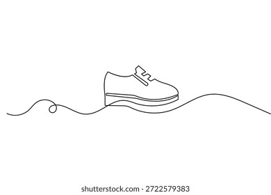 Desenho contínuo de uma linha do sapato e ilustração vetor de contorno de estilo minimalista