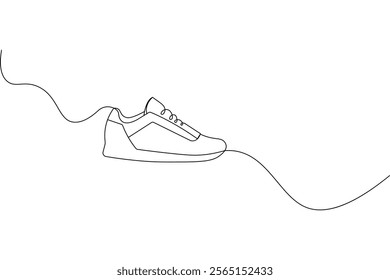Shoe continuous single line art and isolated outline vector illustration