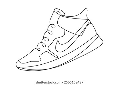 Shoe continuous single line art and isolated outline vector illustration