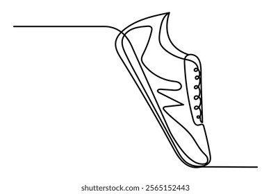Shoe continuous single line art and isolated outline vector illustration