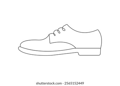 Shoe continuous single line art and isolated outline vector illustration