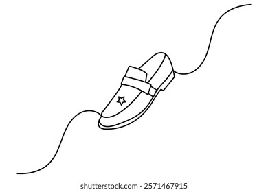 Shoe continuous single line icon design with editable Stroke.