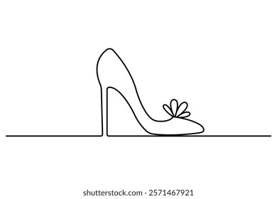 Shoe continuous single line icon design with editable Stroke.